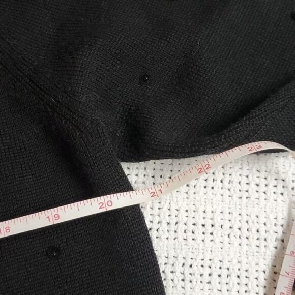 Talbots Embellished Beaded & Embroidered Sz. L 100% WOOL Black Holiday Cardigan - Picture 6 of 9
